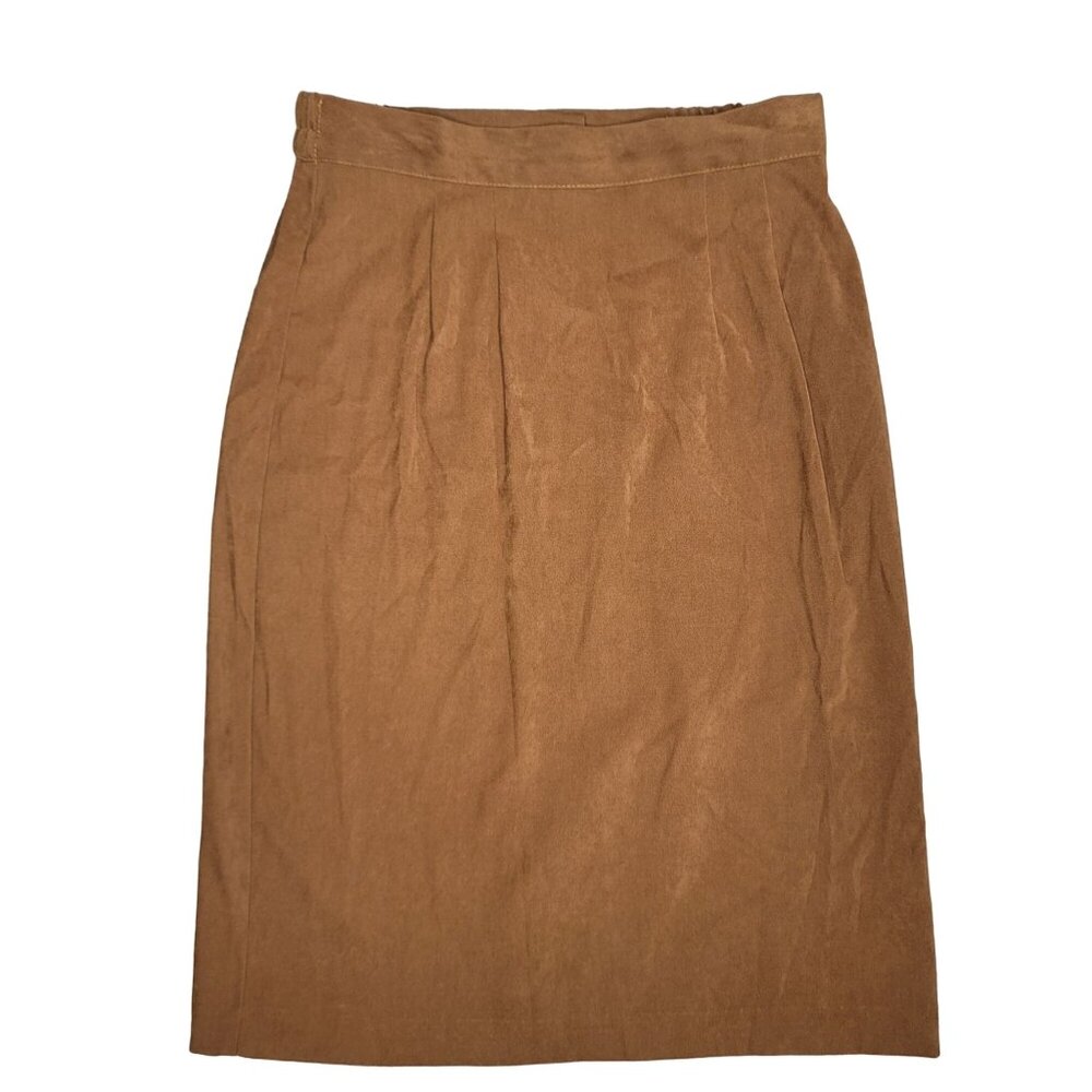 Ellen Figg Women's Size 6 Brown Midi Skirt made in the USA Elastic Waist